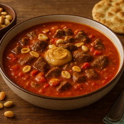 Westafrikanische Peppeh Soup mit Rindfleisch und Erdnuss
