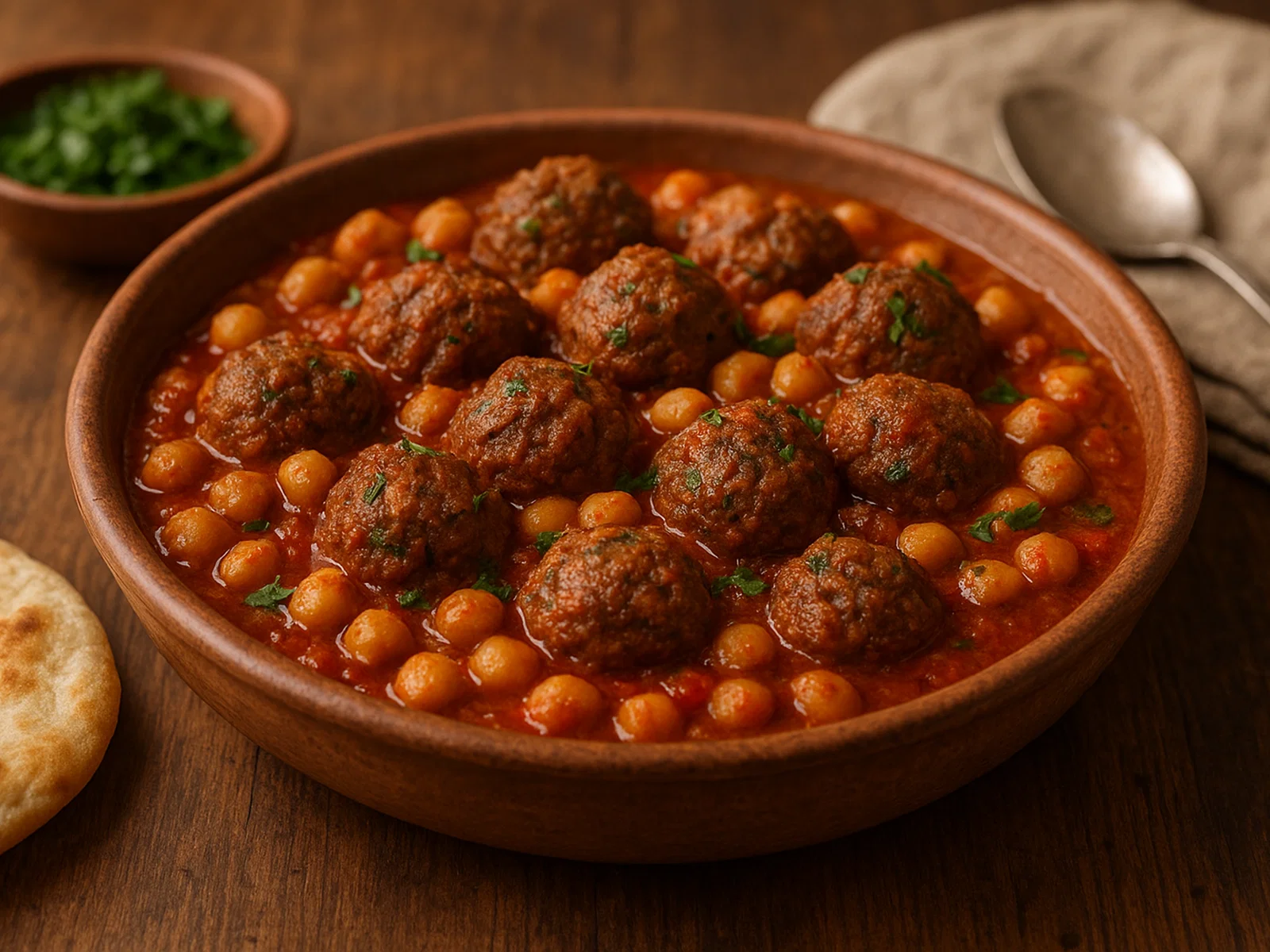 Kofta Nakhod – Würzige Fleischbällchen mit Kichererbsen in Tomatensauce