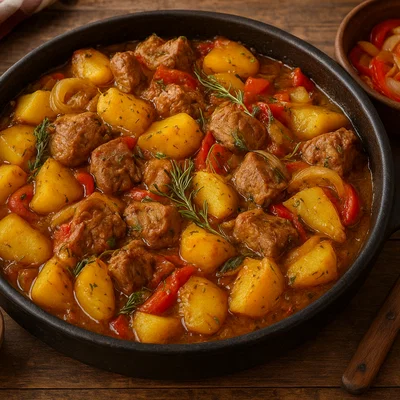 Dalmatinische Peka mit Kalbfleisch und Kartoffeln