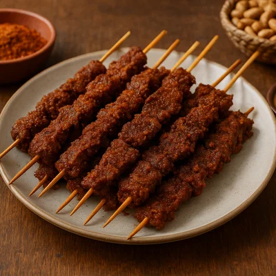 Nigerianisches Suya (Würzige Erdnuss-Rindfleischspieße)