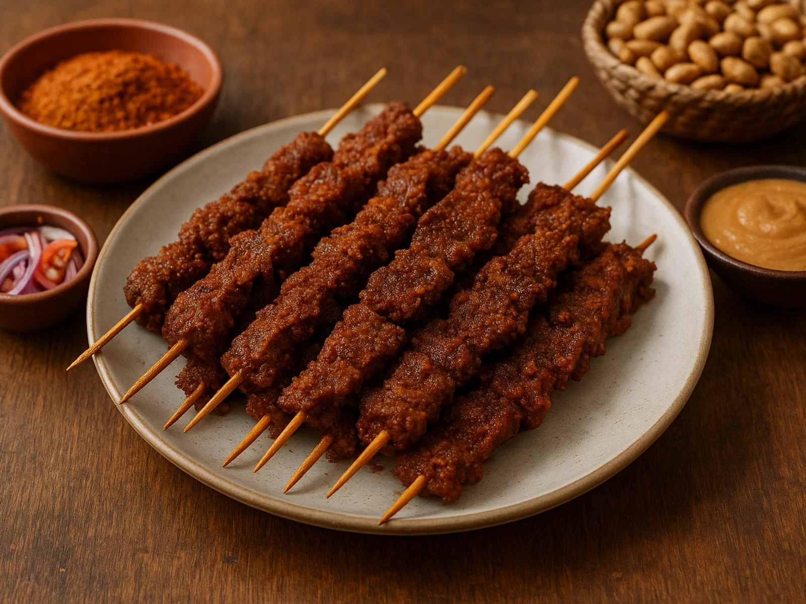 Nigerianisches Suya (Würzige Erdnuss-Rindfleischspieße)