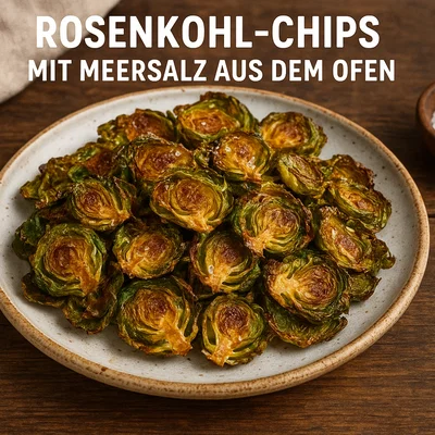 Rosenkohl-Chips mit Meersalz aus dem Ofen