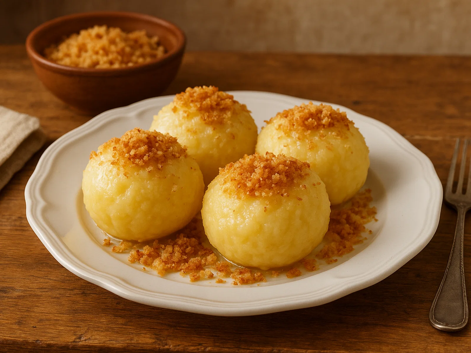 Kartoffelklöße mit Butterbröseln