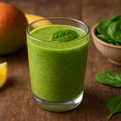 Grüner Smoothie mit Spinat und Mango