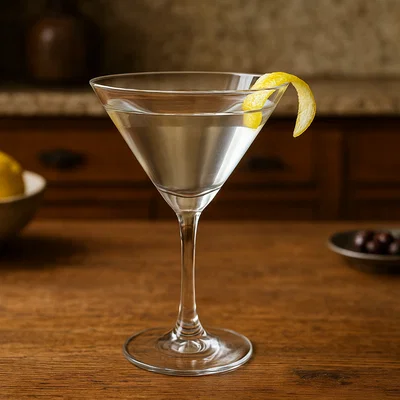 Klassischer Dry Martini mit Zitronenzeste