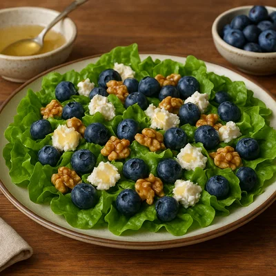 Blaubeer-Salat mit Ziegenkäse und Honig-Zitronen-Dressing