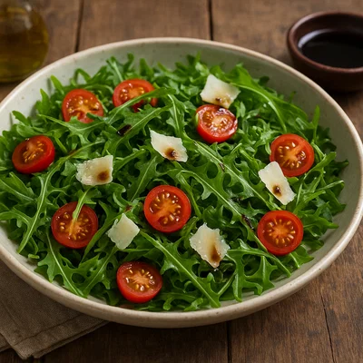 Rucola-Salat mit Parmesan und Kirschtomaten
