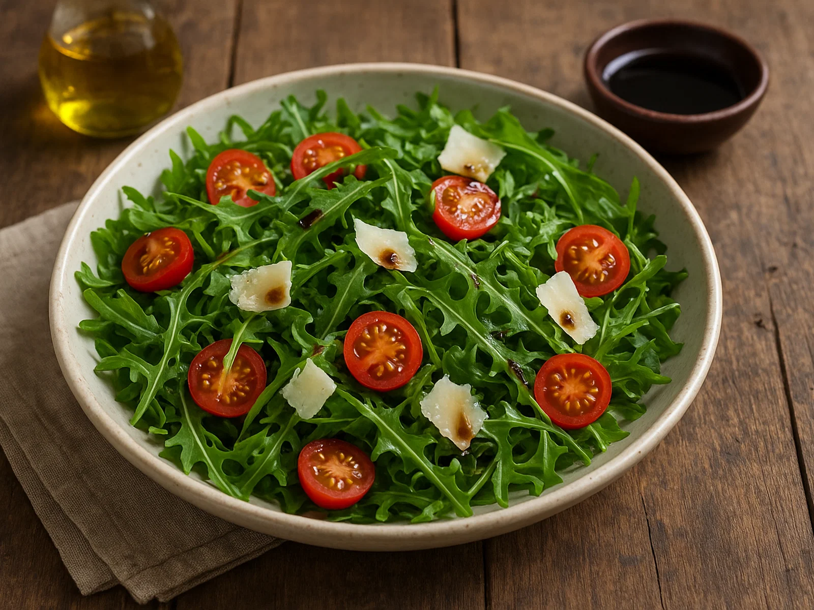 Rucola-Salat mit Parmesan und Kirschtomaten
