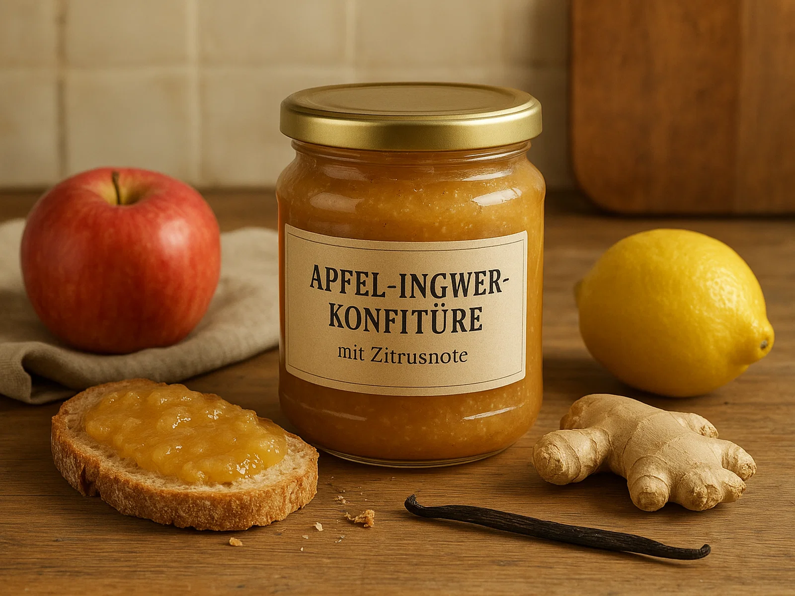 Apfel-Ingwer-Konfitüre mit Zitrusnote