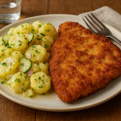Hühnchen-Schnitzel mit klassischem Kartoffelsalat
