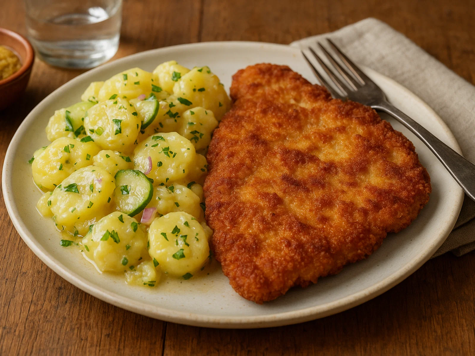 Hühnchen-Schnitzel mit klassischem Kartoffelsalat