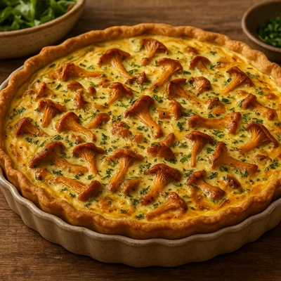 Pfifferling-Quiche mit buttrigem Mürbeteig