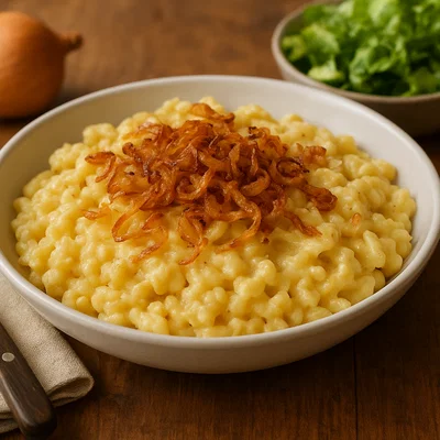 Käsknöpfle mit Röstzwiebeln