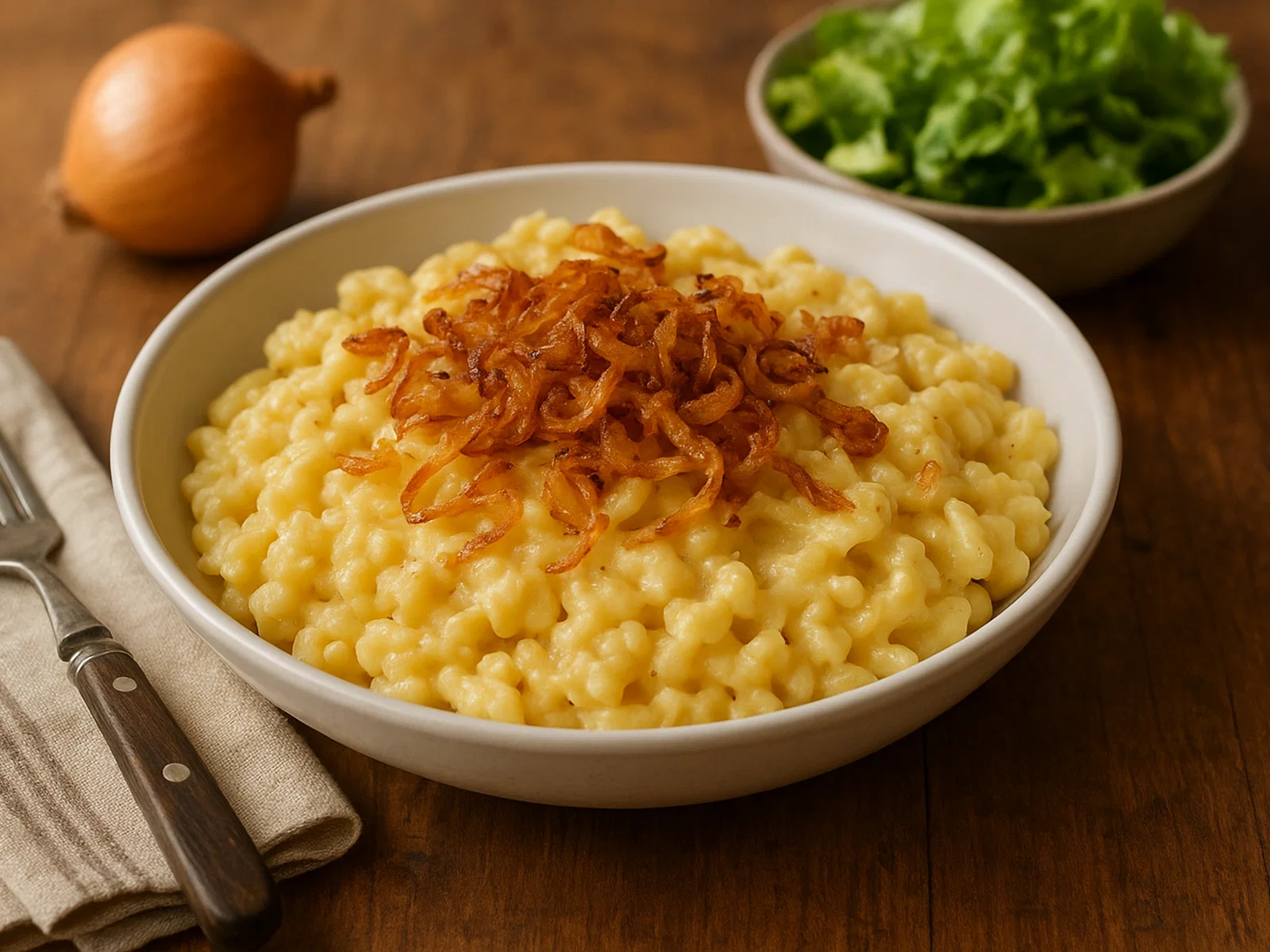 Käsknöpfle mit Röstzwiebeln