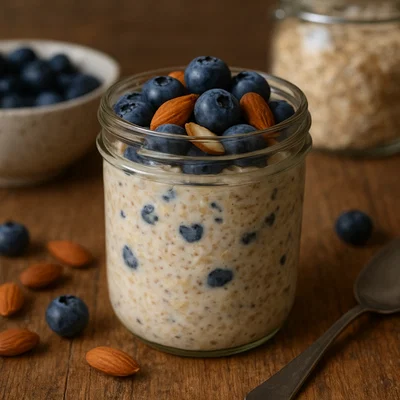 Blaubeer-Mandel-Overnight-Oats