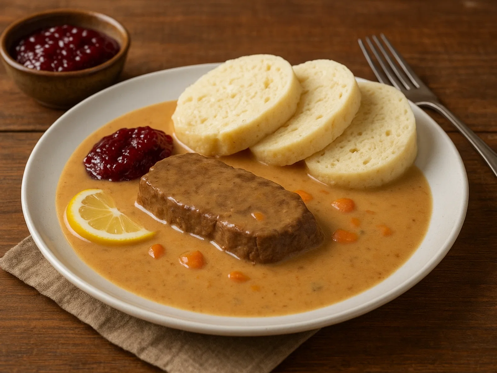 Svíčková na smetaně – Rinderlende in Sahnesauce mit Preiselbeeren