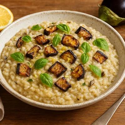 Cremiges Auberginen-Risotto mit Zitronenaroma