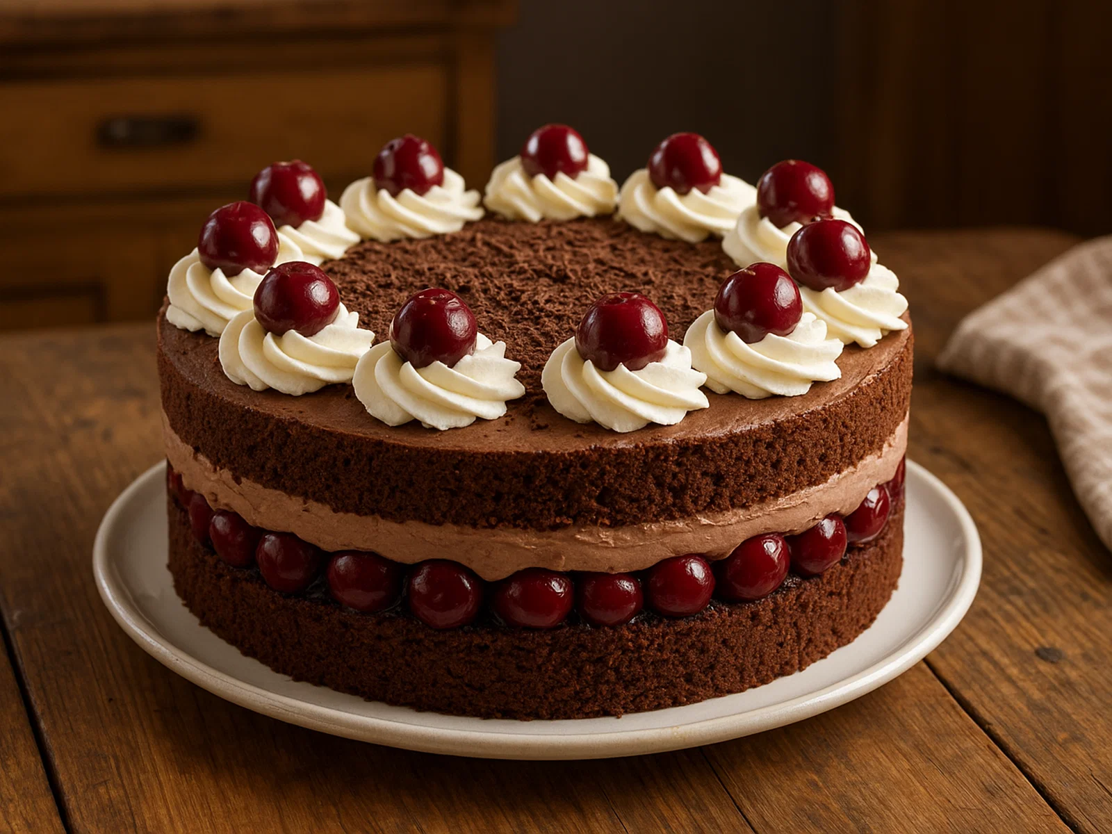 Kirsch-Schokoladen-Torte mit Sahnecreme