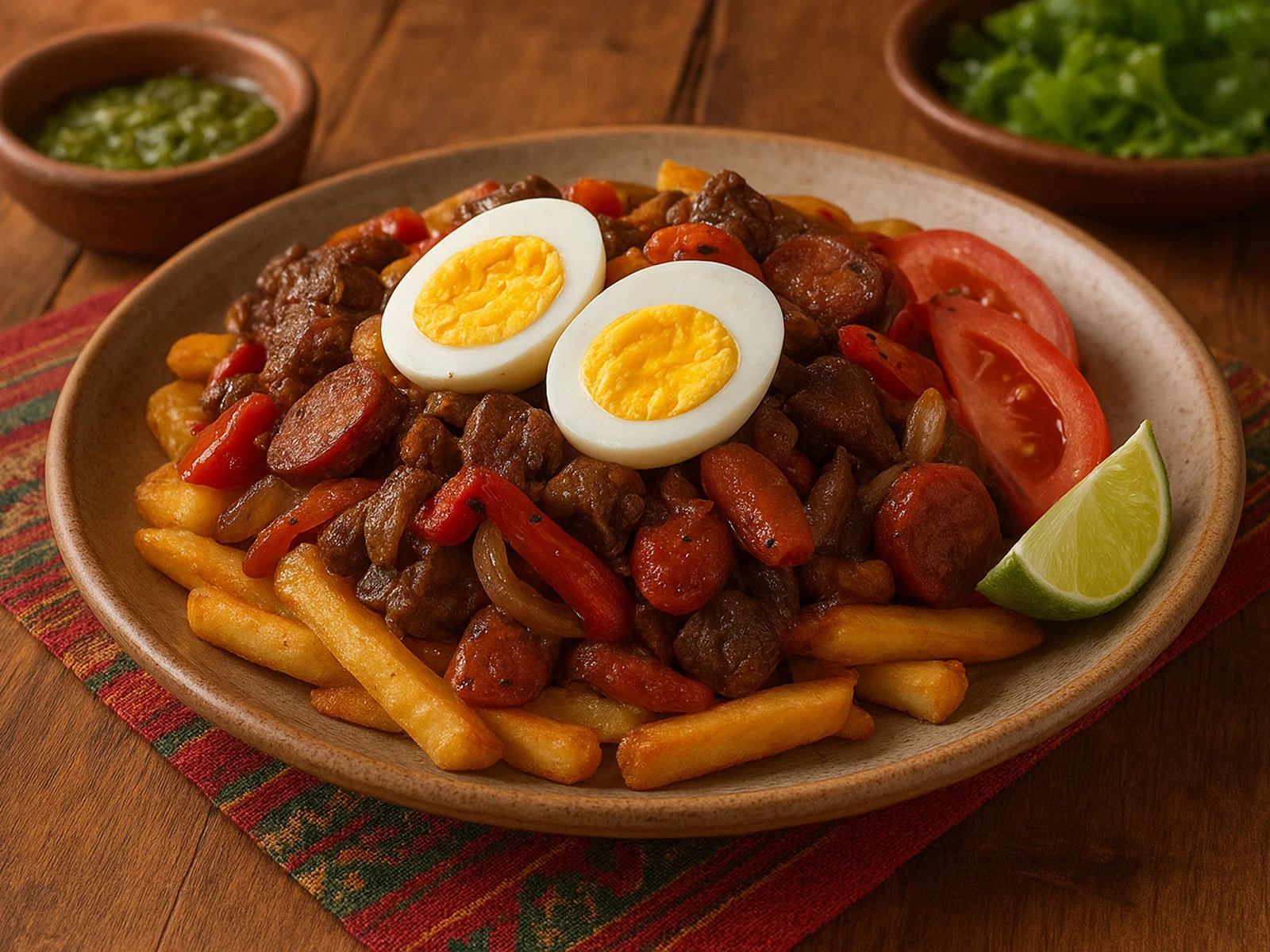Pique a lo Macho – Bolivianische Fleischpfanne mit Pommes und Ei