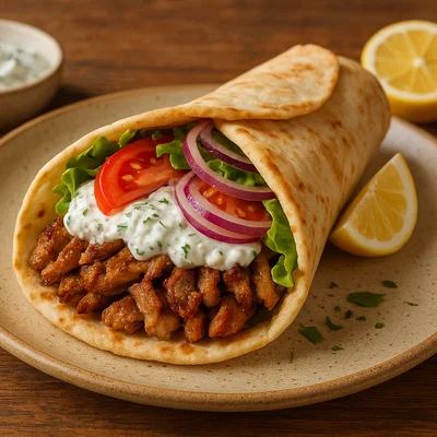 Griechischer Gyros-Wrap mit Tzatziki