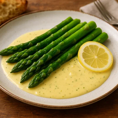 Grüner Spargel mit Zitronenbuttersauce