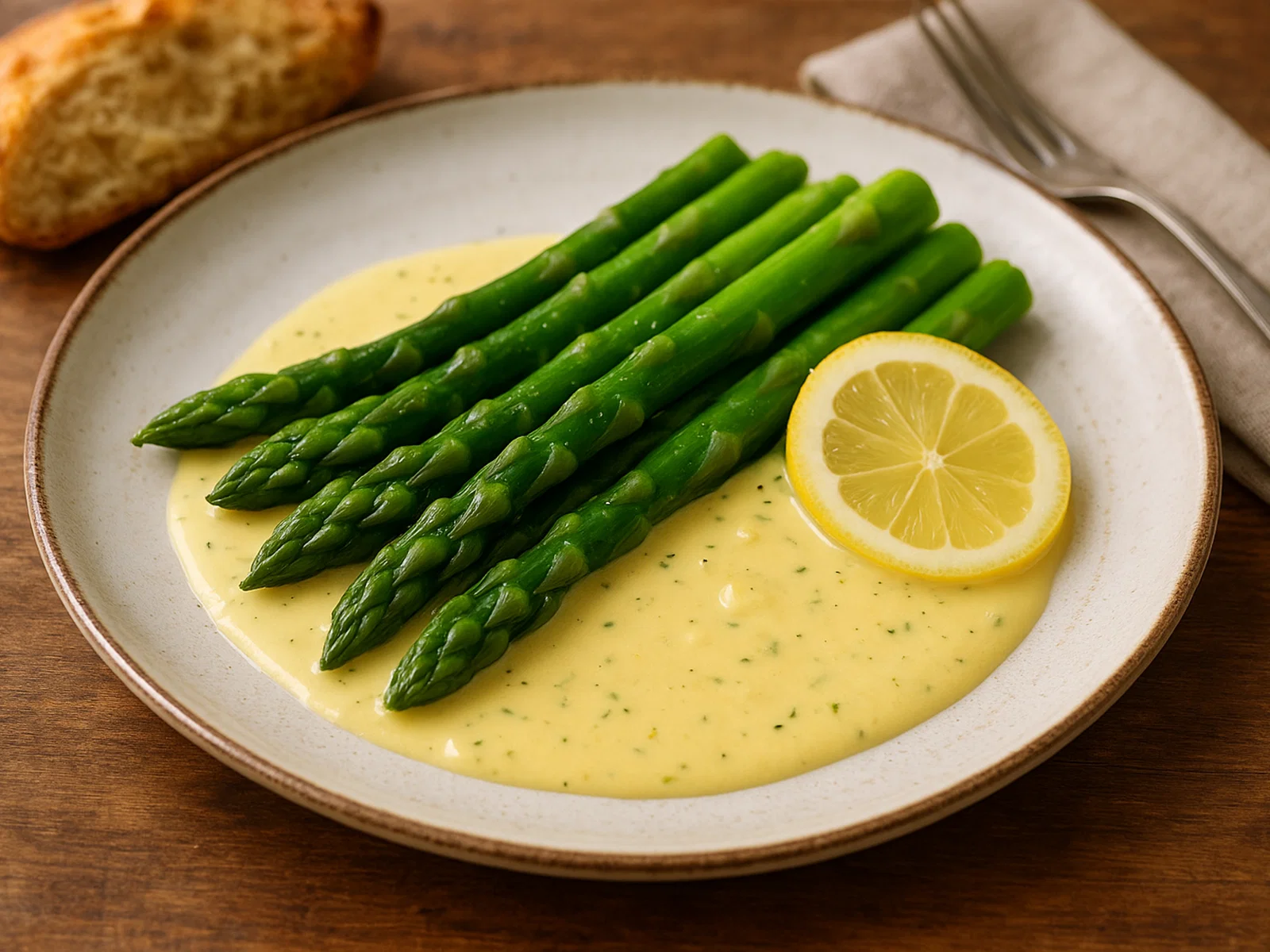 Grüner Spargel mit Zitronenbuttersauce