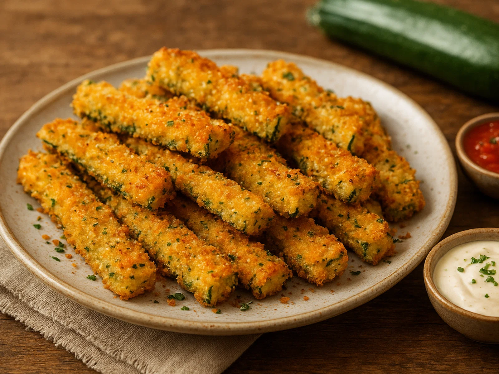 Zucchini-Parmesan-Fritten aus dem Ofen oder der Fritteuse