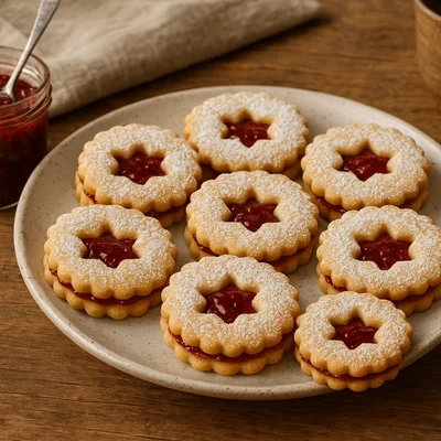 Linzer Plätzchen mit Himbeermarmelade