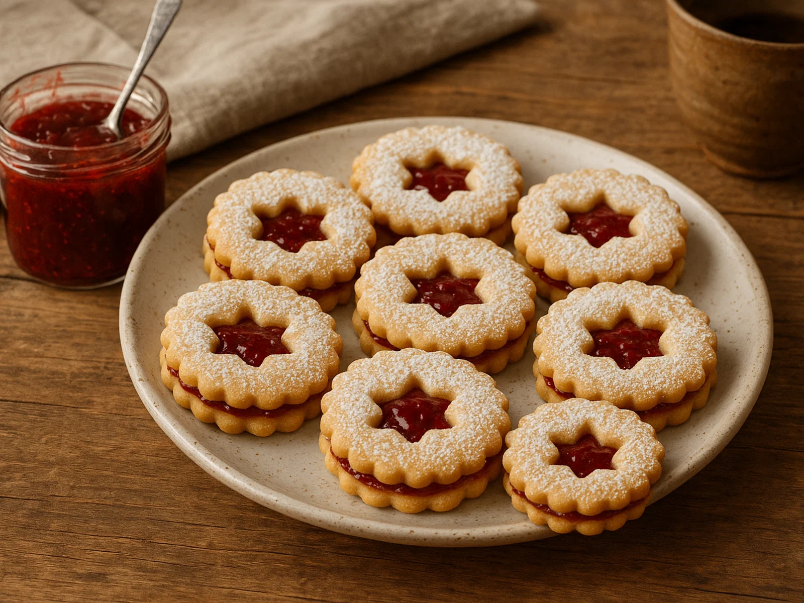 Linzer Plätzchen mit Himbeermarmelade