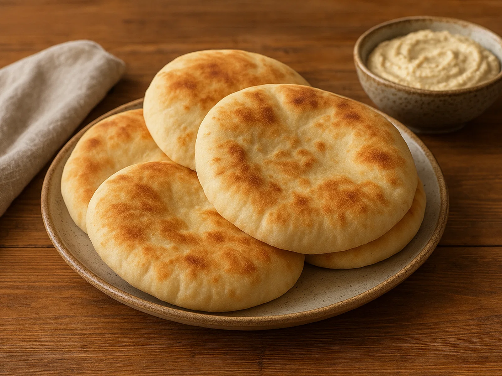 Hausgemachte Pita-Fladenbrote aus der Pfanne oder dem Ofen