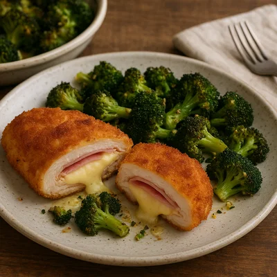 Hühnchen-Cordon Bleu mit Ofen-Brokkoli