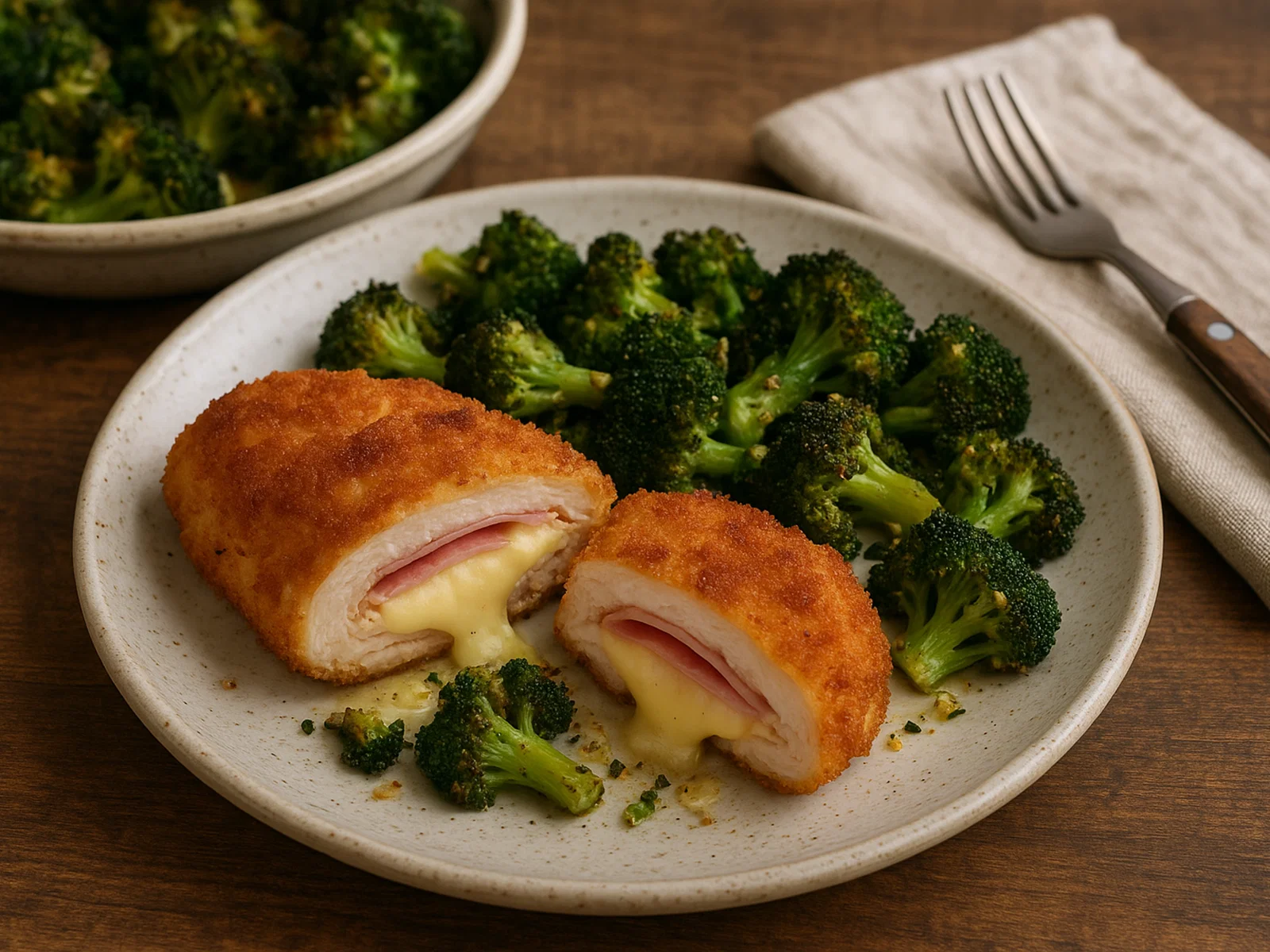 Hühnchen-Cordon Bleu mit Ofen-Brokkoli