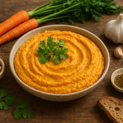 Cremiger Karotten-Hummus mit Koriander