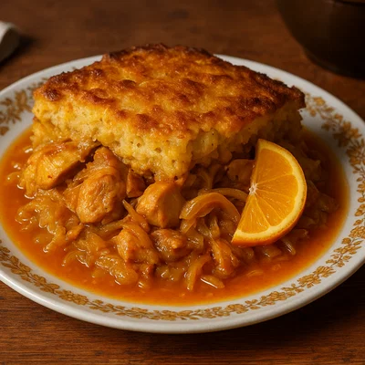 Surinamischer Pom mit Huhn und Orange