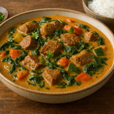 Ifisashi – Sambia-Eintopf mit Erdnusssauce, Rindfleisch und Gemüse