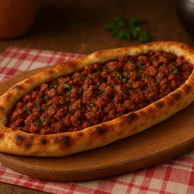 Mazedonische Pastrmajlija (herzhaftes Fladenbrot mit Fleisch)