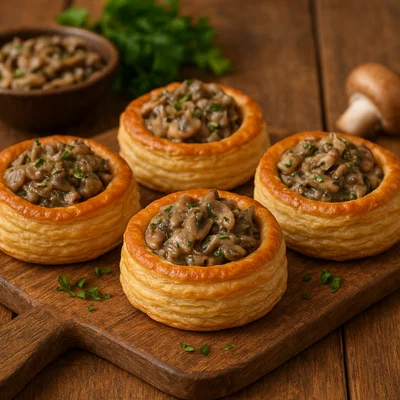 Mini-Blätterteigpasteten mit cremiger Pilzfüllung