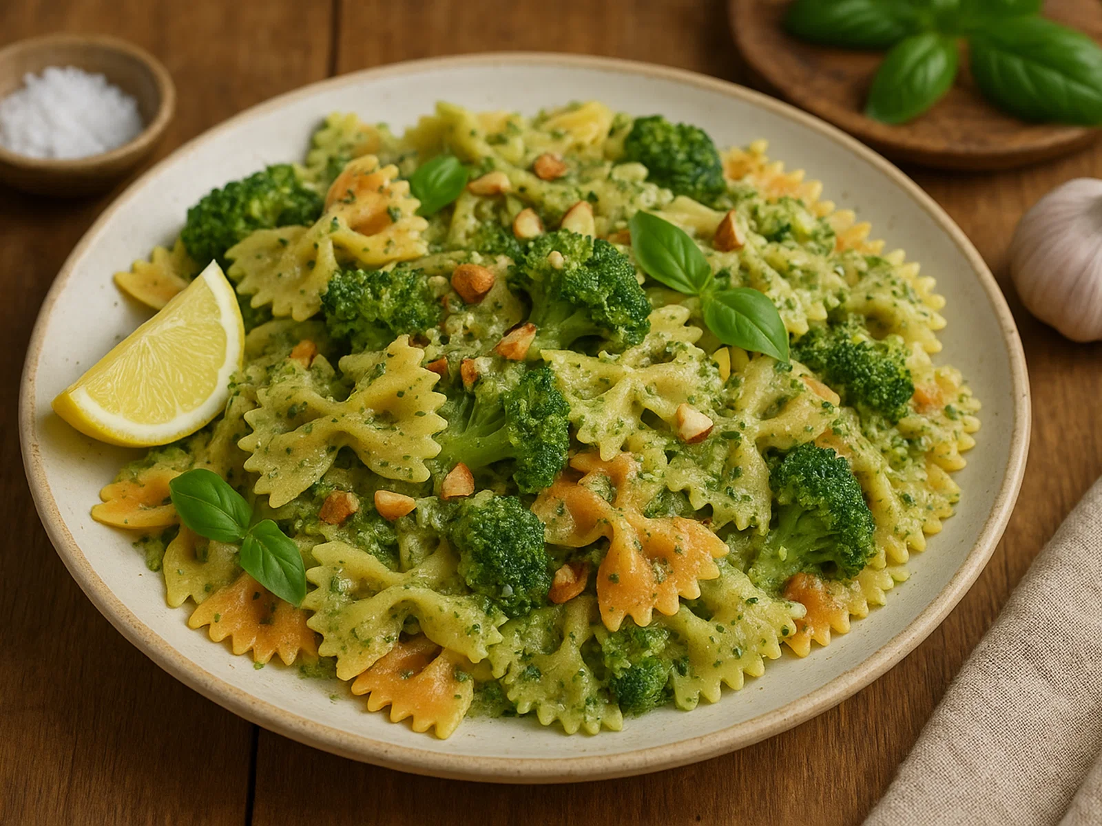 Farfalle mit Brokkoli und Mandel-Parmesan-Pesto