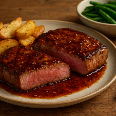 Ahornsirup-Glasur-Steaks