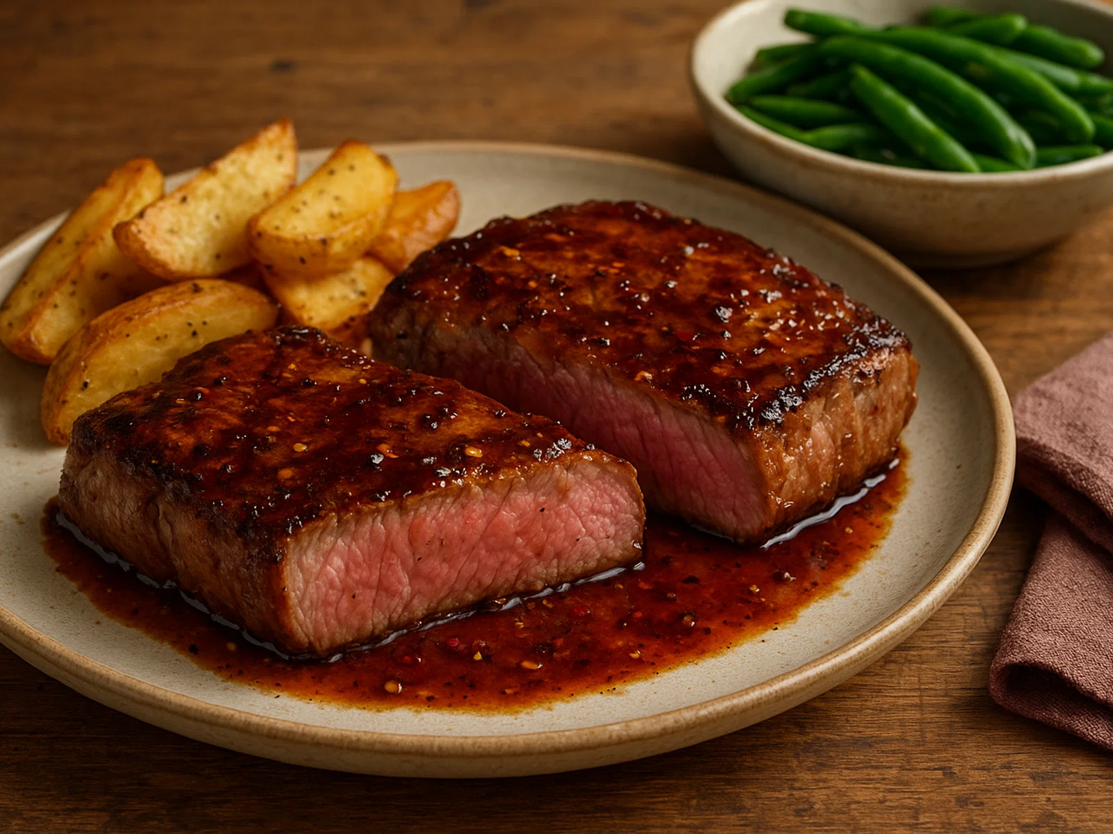 Ahornsirup-Glasur-Steaks