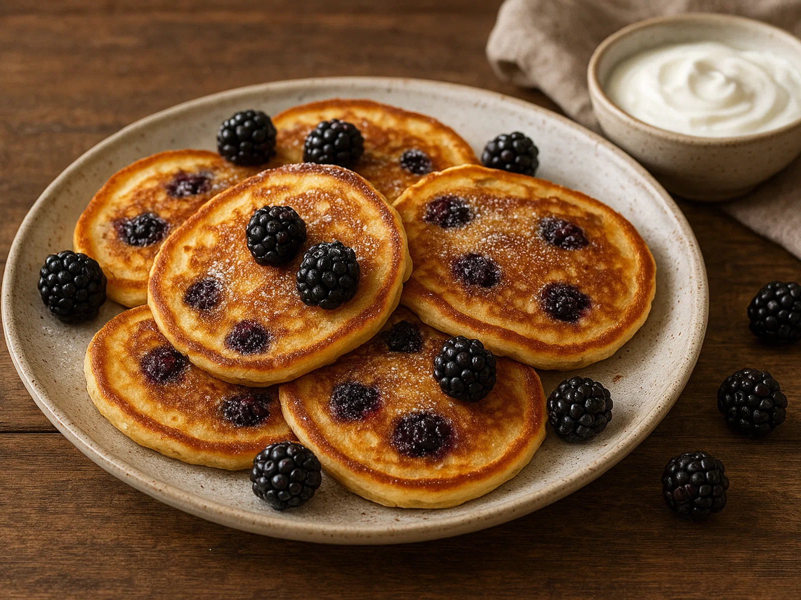 Brombeer-Pfannkuchen mit Vanille und Zimt