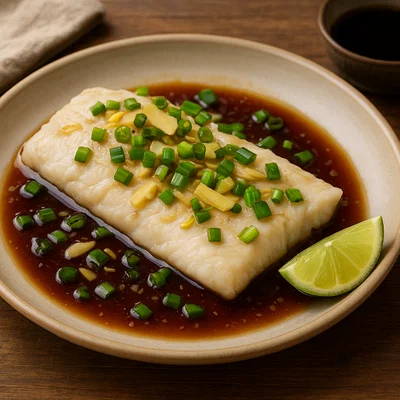 Gedämpfter Fisch mit Ingwer und Frühlingszwiebeln