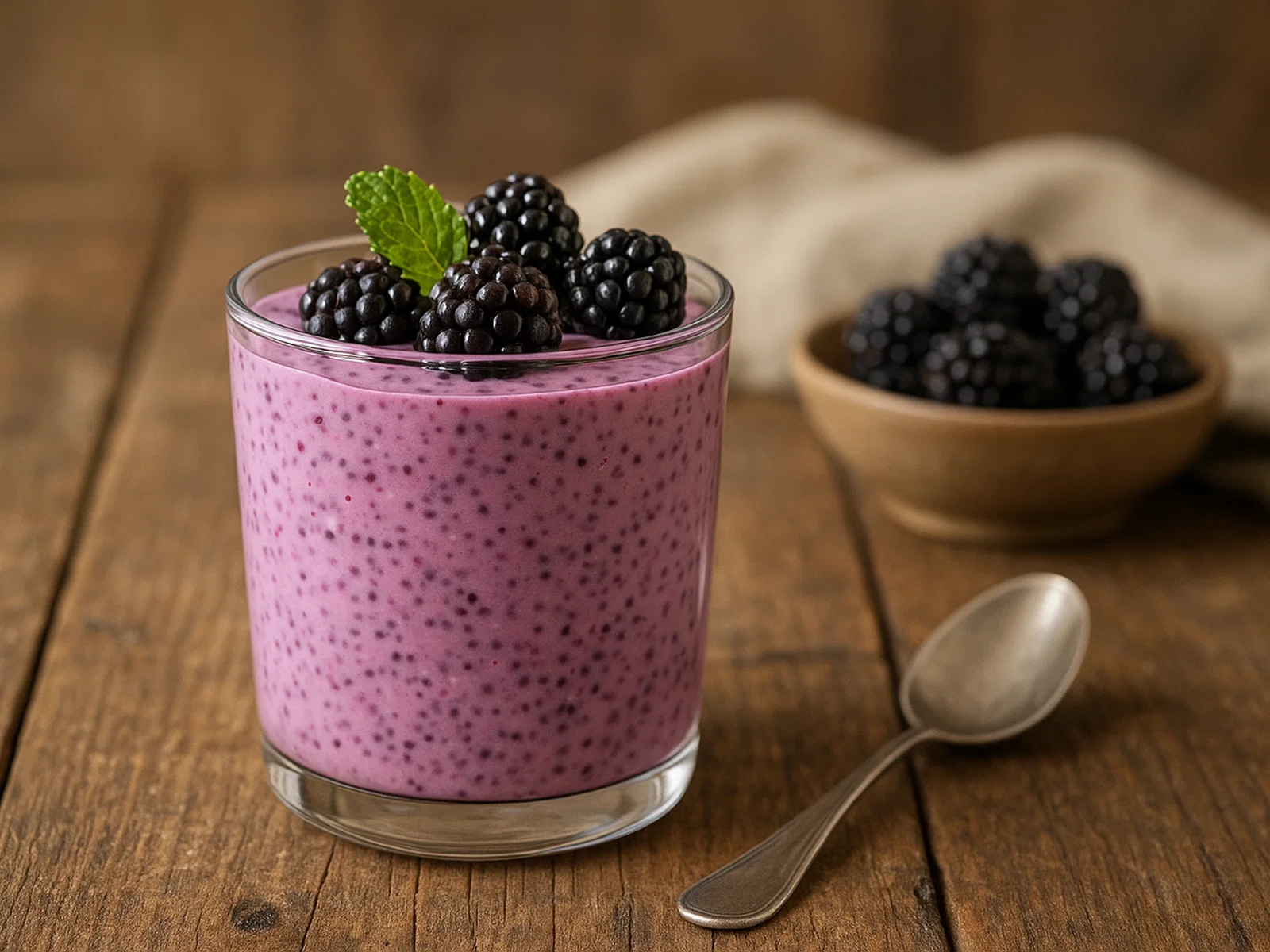 Cremiger Brombeer-Chia-Pudding