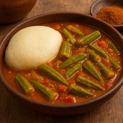 Fufu mit westafrikanischer Okra‑Suppe