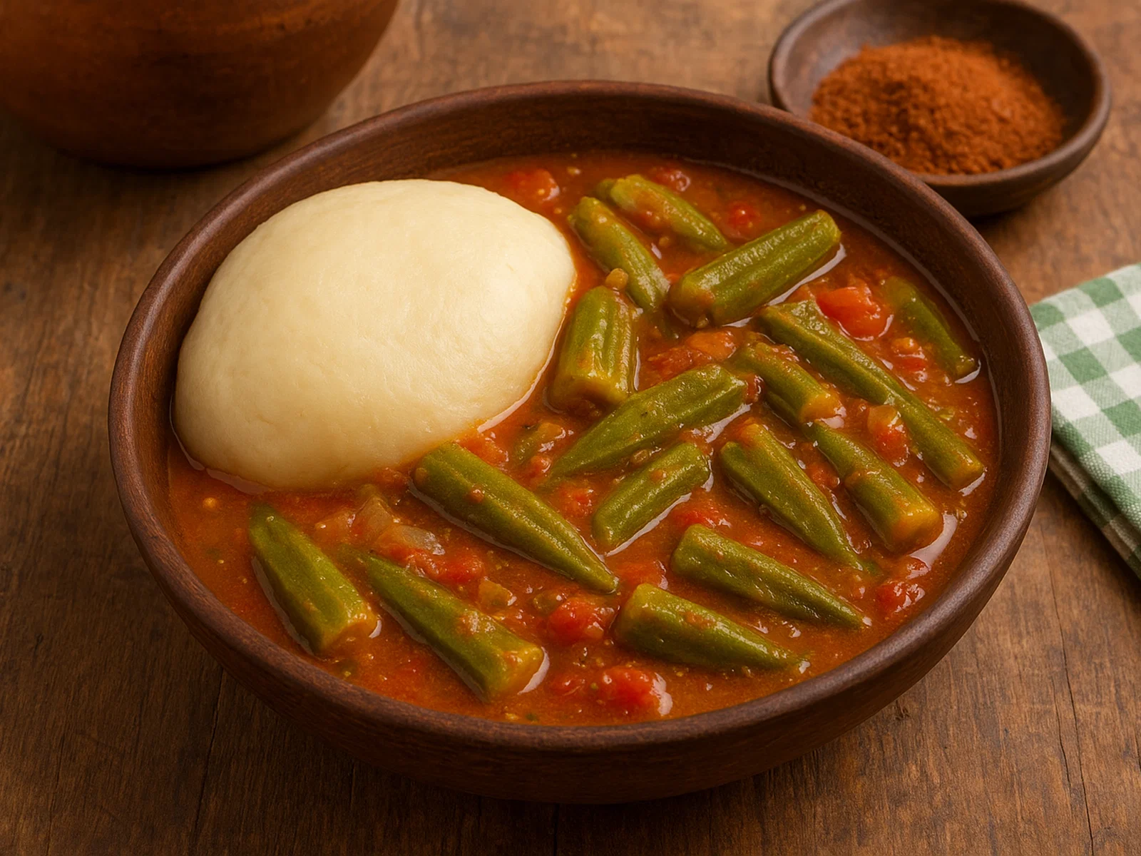 Fufu mit westafrikanischer Okra‑Suppe
