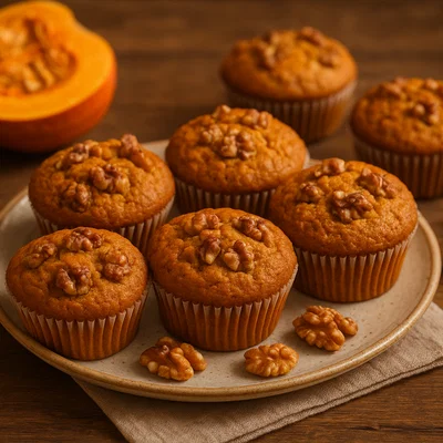 Kürbis-Muffins mit Walnüssen