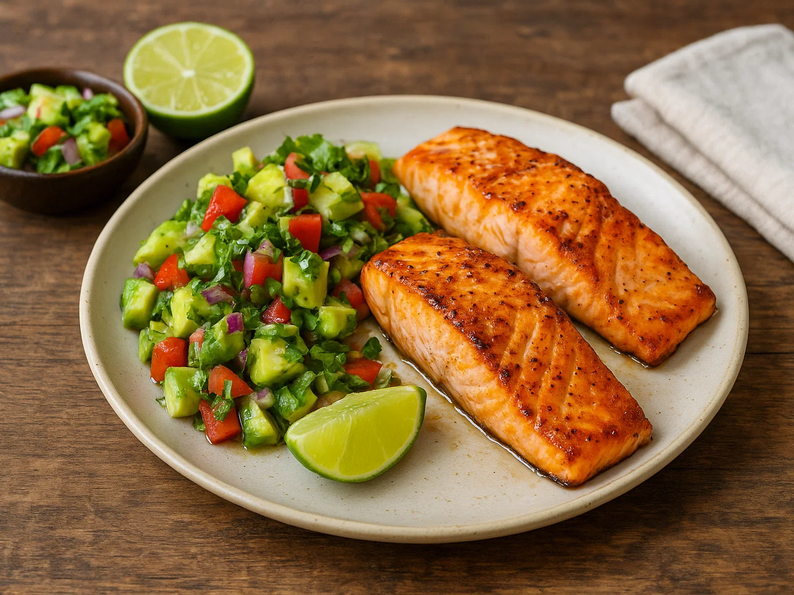 Gegrillter Lachs mit frischer Avocado-Salsa