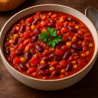 Herzhaftes Chili sin Carne mit Bohnen und Paprika