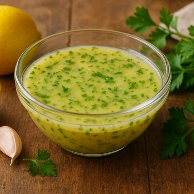 Frische Zitronensoße mit Knoblauch und Petersilie