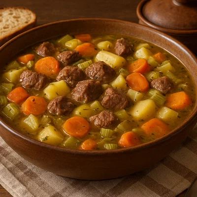 Herzhafter Fricot-Eintopf mit Rindfleisch, Gemüse und Kartoffeln